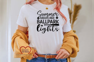Summer Nights Ball Park Lights Adult T-Shirt